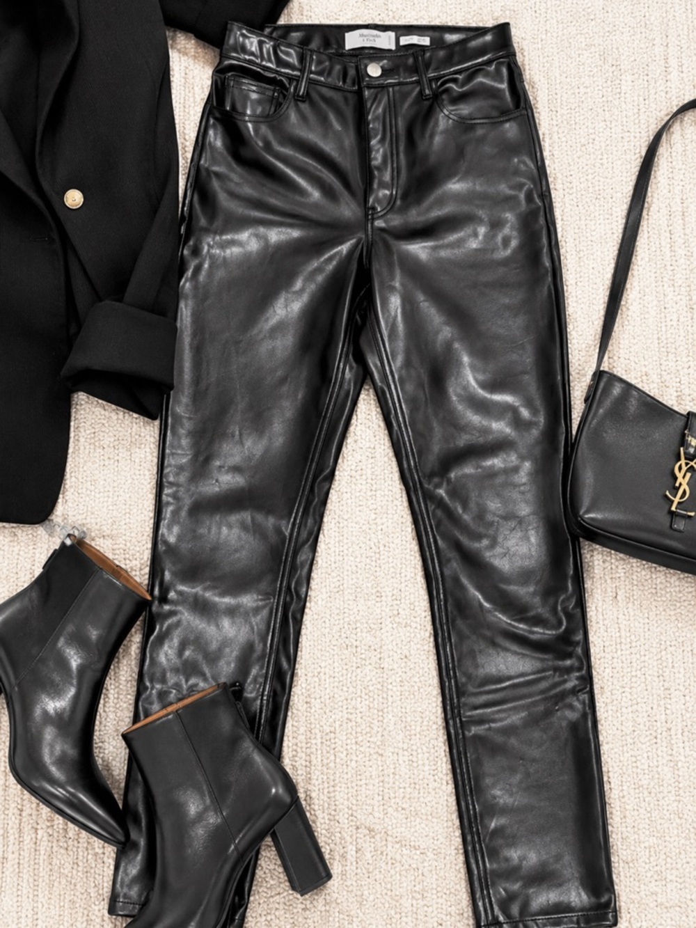 Abercrombie Black Faux Leather Skinny Pants Edgy Night Out